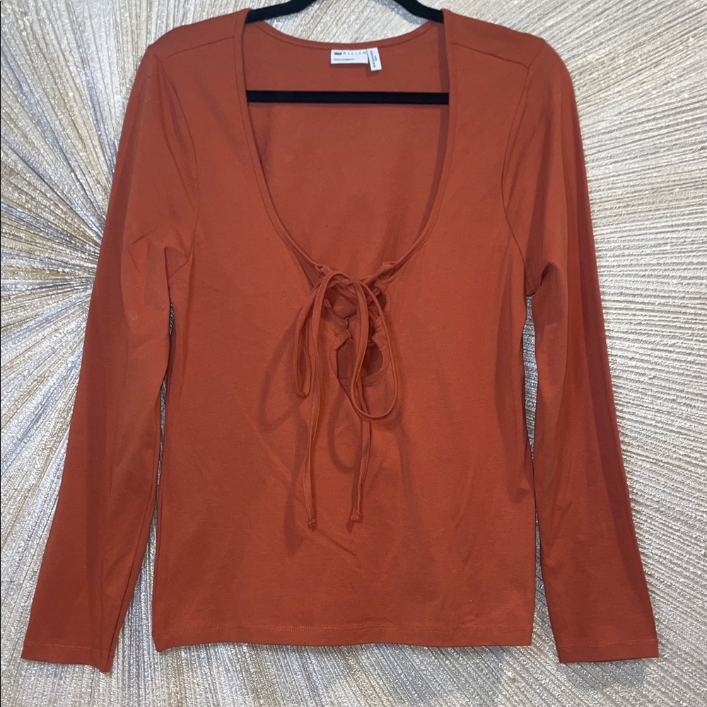 ASOS DESIGN Rust Tie-Front Blouse